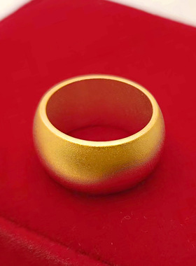 2025款男女同款复古素面宽面戒指镀沙金个性夸张喷砂工艺霸气指环