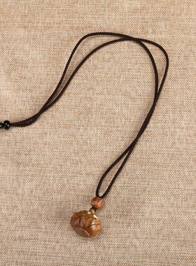 爆款复古檀木可打开香丸盒子项链简约百搭棉麻衣服气质民族风配饰