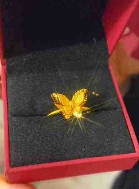 2025新款金店同款沙金蝴蝶戒指女设计师高级感开口指环送女友老婆