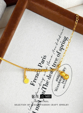 国潮新中式小众新款蹦迪珠福气花生女款手链沙金沙金手链货源