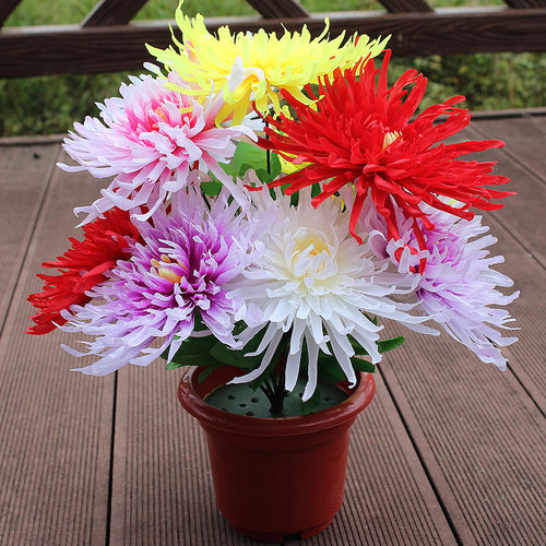 仿真花9头菊花束扫墓花便宜上坟假花清明节祭奠绢花祭祀花摆放花 - 图0
