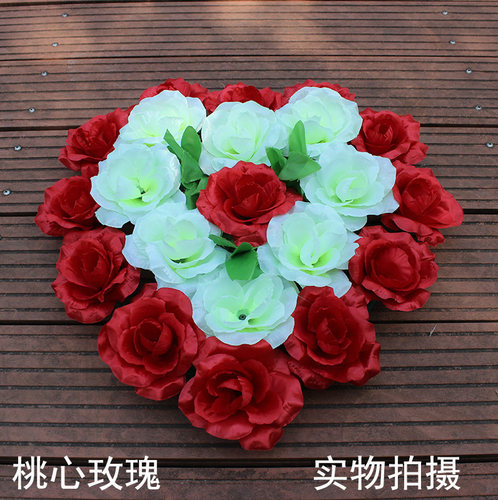 仿真玫瑰花圈电子花圈装饰花绢花扫墓花上坟假花清明花祭祀摆放花 - 图0