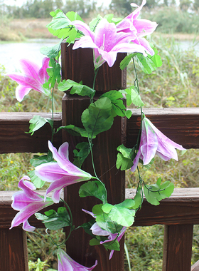 仿真百合花藤假花条陵园墓碑花串