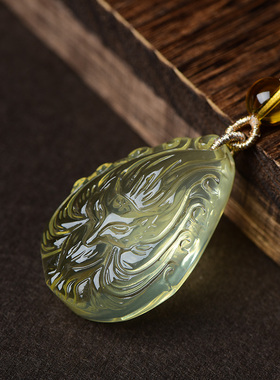 招财桃花黄水晶九尾狐狸吊坠项链