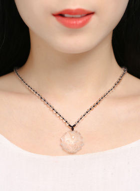 天然白水晶狐狸手链女透明白色水晶九尾狐吊坠男项链招财桃花手串