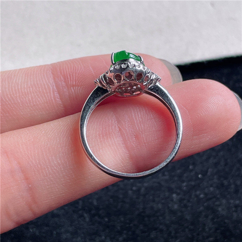 New product in September Hongyu Jadeite 18k gold inlaid ice waxy full color full green lucky Pixiu ring G50915