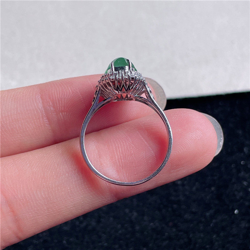 New product in September Hongyu Jadeite 18k gold inlaid ice seed ice sun green fortune gourd exquisite ring A510916