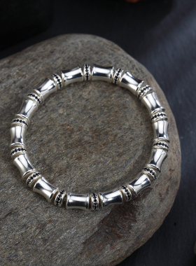 竹节手串足银手链足银999古风