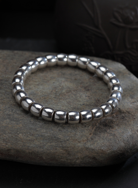 足银999实心直切情侣手链