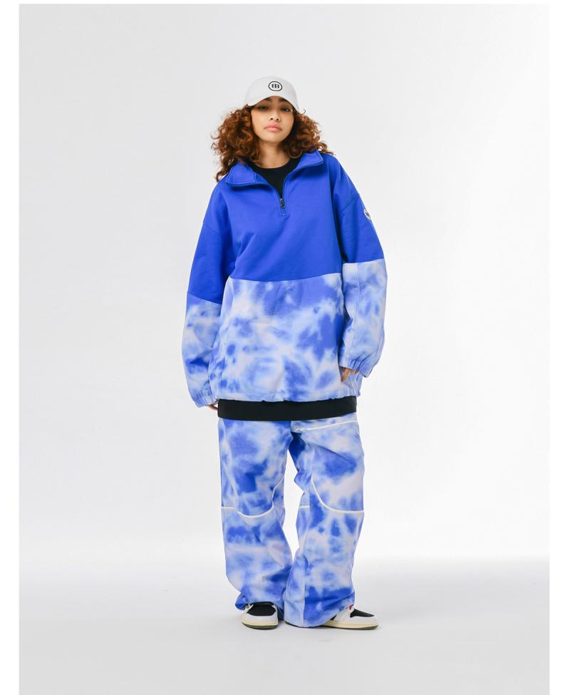 2324BLENT滑雪卫衣加厚保暖防水防寒立领套头橘色白色长款男女款 - 图1