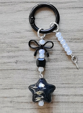 新款油画星星蝴蝶结手工DIY手作羊角钉提溜钥匙扣手机挂包挂