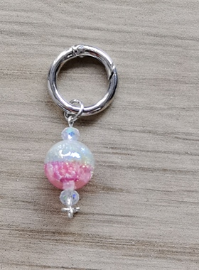 新款手绘油画珠子高品质圆珠电镀diy手机链挂件盲盒萌粒配件