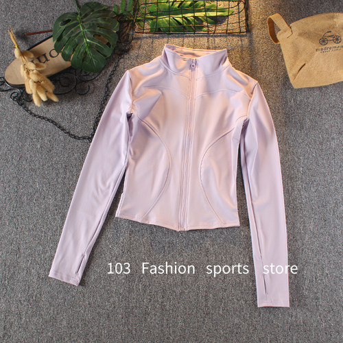 运动外套女网红弹力拉链训练紧身显瘦健身上衣立领瑜伽服长袖秋款 - 图1
