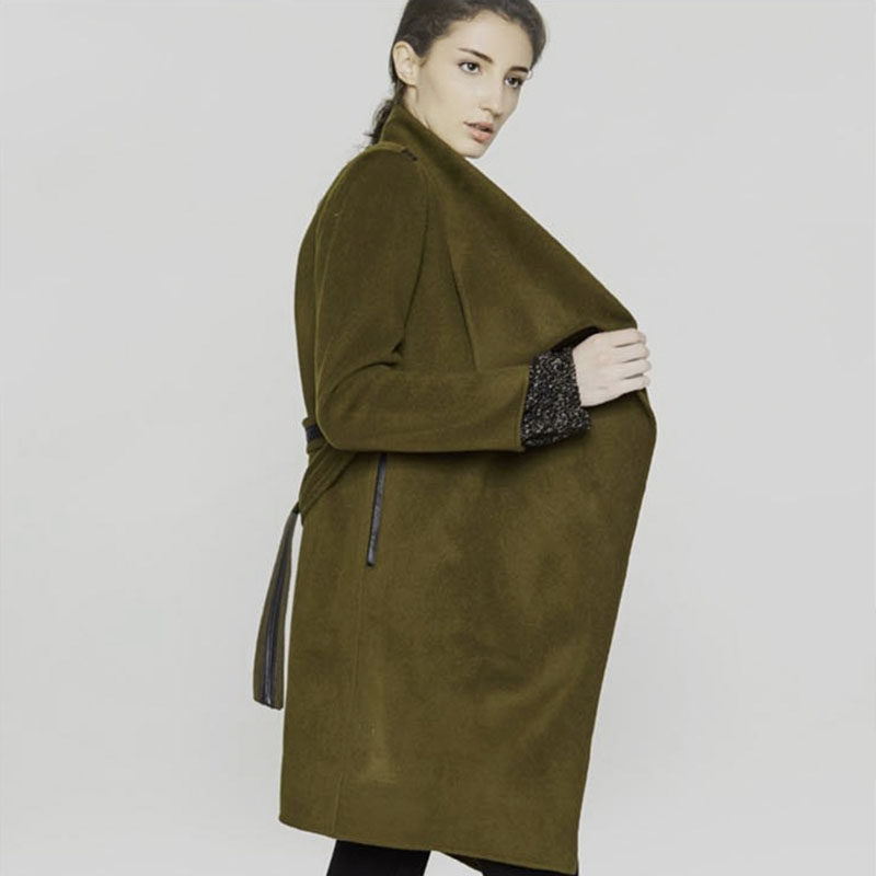 艾格冬季新品女装个性羊毛毛呢大衣 艾格银座毛呢外套