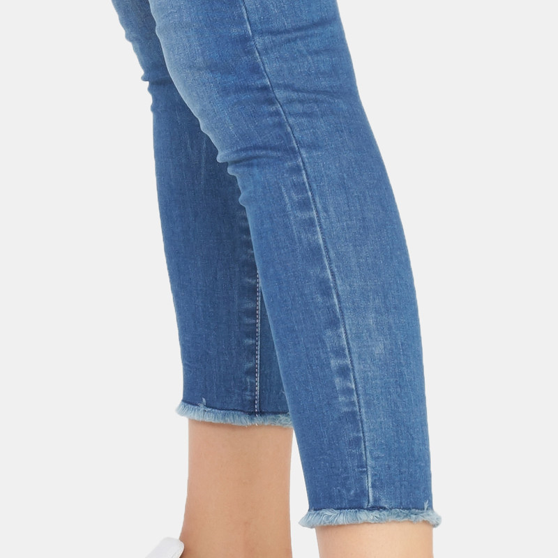 艾格秋新品磨白修身高腰牛仔小脚裤 艾格银座牛仔裤