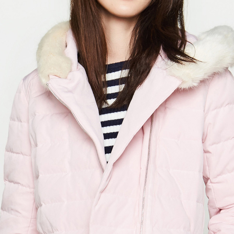 艾格新款不过时百搭修身连帽白鸭绒 艾格银座羽绒服