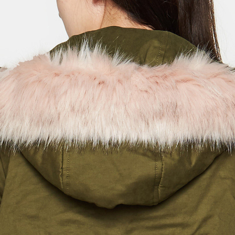 艾格冬季女装时尚百搭纯色加厚连帽 艾格银座短外套