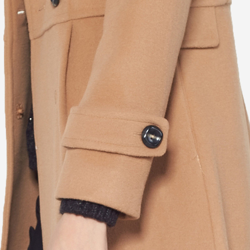 艾格冬装女装纯色休闲羊毛呢大衣 艾格银座毛呢外套