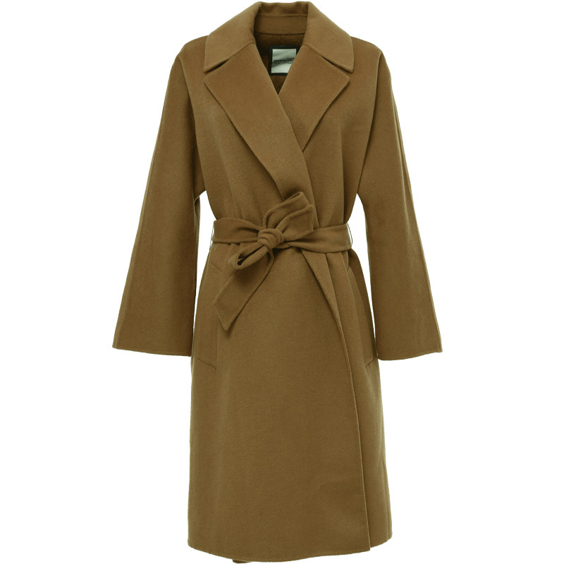 【断码l】艾格冬装女装纯色毛呢大衣 艾格银座毛呢外套