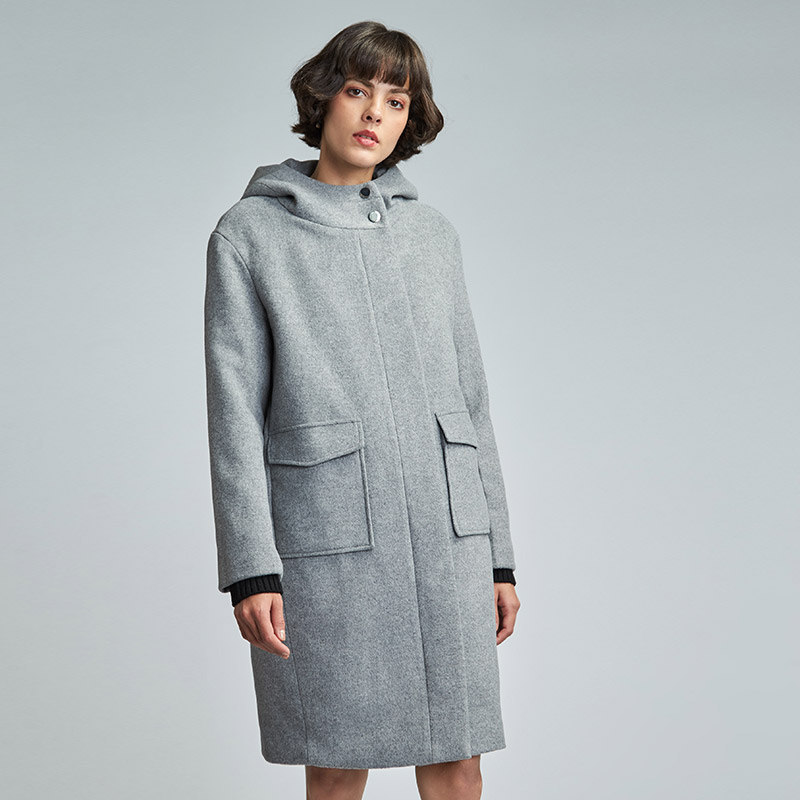 【断码l】艾格官方旗舰店毛呢大衣 艾格银座毛呢外套