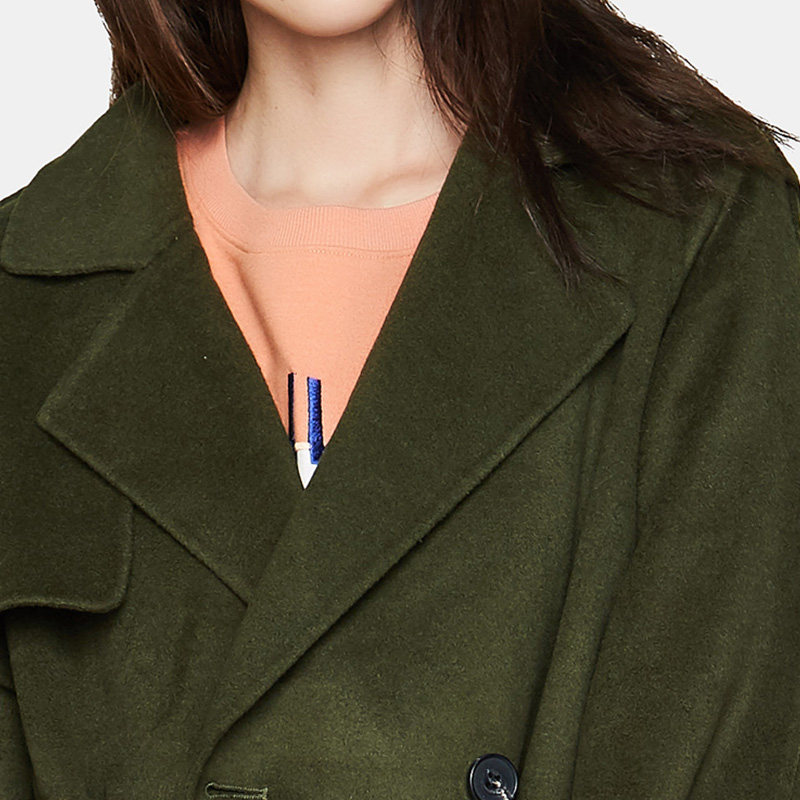 艾格冬季女装韩版流行修身纯色大衣 艾格银座毛呢外套