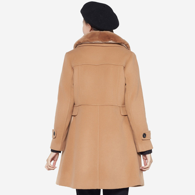 艾格冬装女装纯色休闲羊毛呢大衣 艾格银座毛呢外套