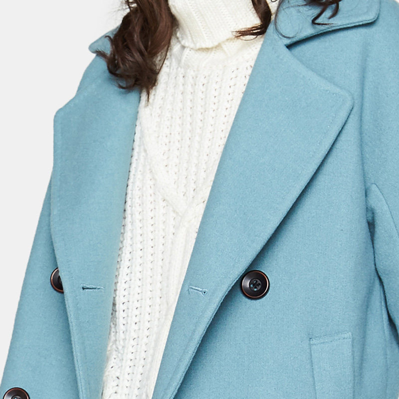 艾格冬季女装修身纯色外套毛呢大衣 艾格银座毛呢外套