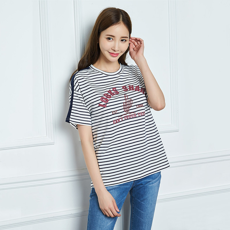 艾格2019新款夏季女装时尚百搭宽松 艾格银座T恤