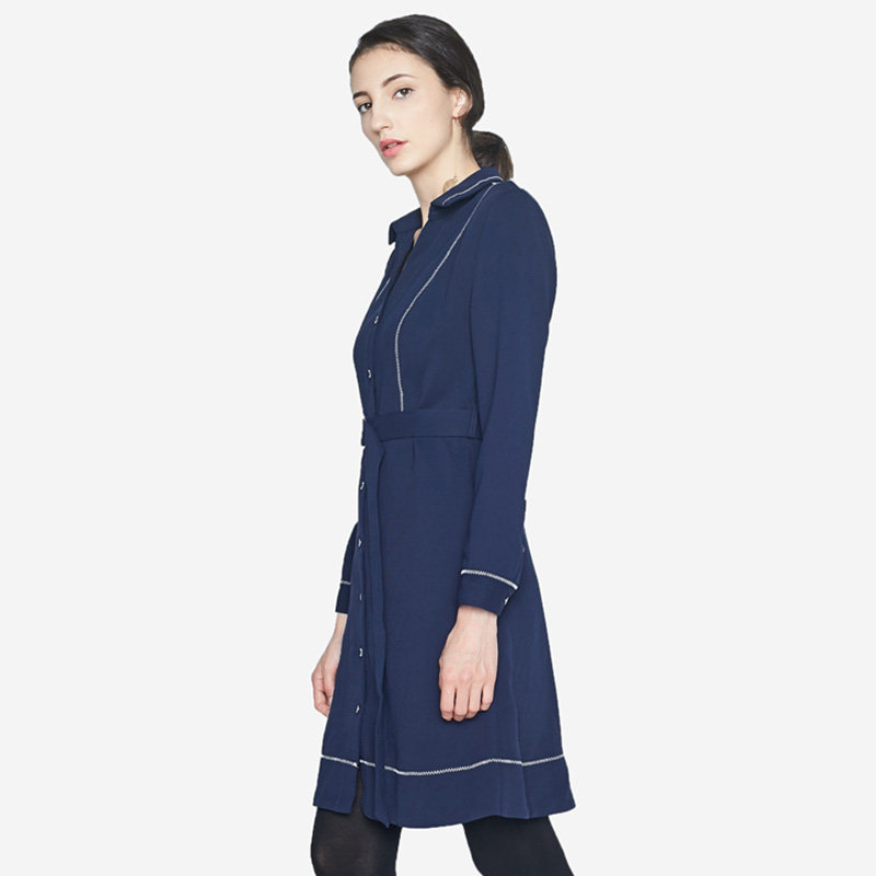 【断码xs】艾格2020冬季单排扣连衣裙 艾格银座连衣裙