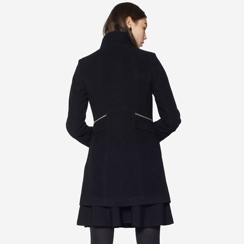 艾格冬季女装羊毛百搭长袖舒适大衣 艾格银座毛呢外套