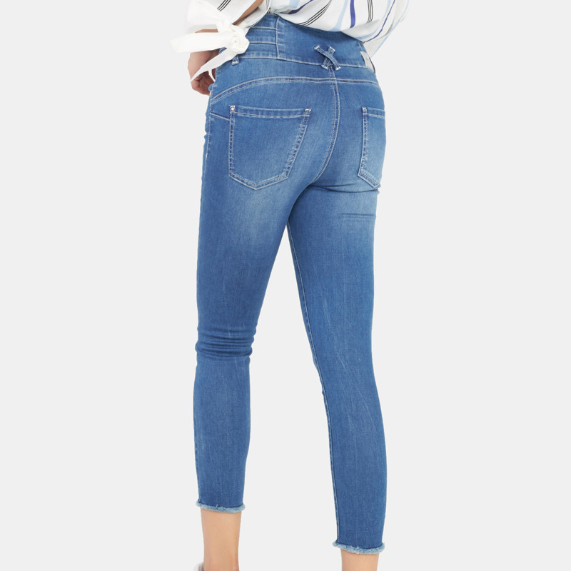 艾格秋新品磨白修身高腰牛仔小脚裤 艾格银座牛仔裤