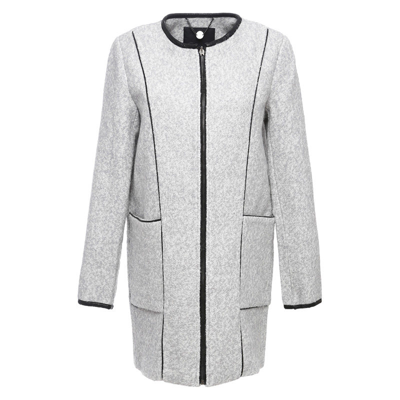 艾格女士潮流简洁风圆领羊毛大衣 艾格银座毛呢外套