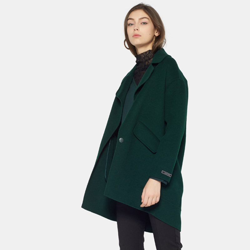 【断码l】艾格秋冬季女装毛呢大衣 艾格银座毛呢外套