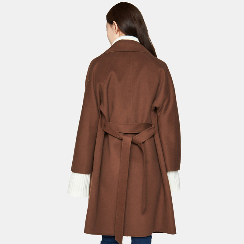 【断码l】艾格冬季时尚百搭毛呢大衣 艾格银座毛呢外套