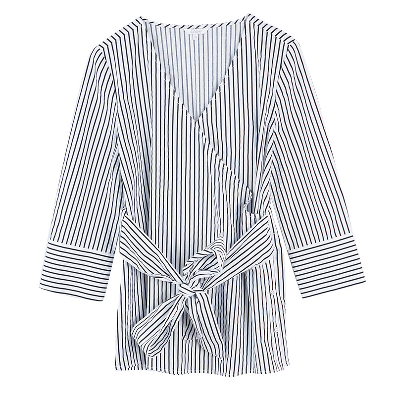 【断码s】艾格2020新款个性条纹衬衫 艾格银座衬衫