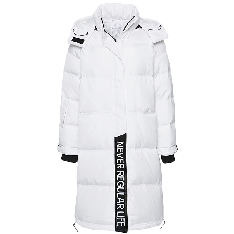 艾格冬季纯色不过时休闲连帽白鸭绒 艾格银座羽绒服