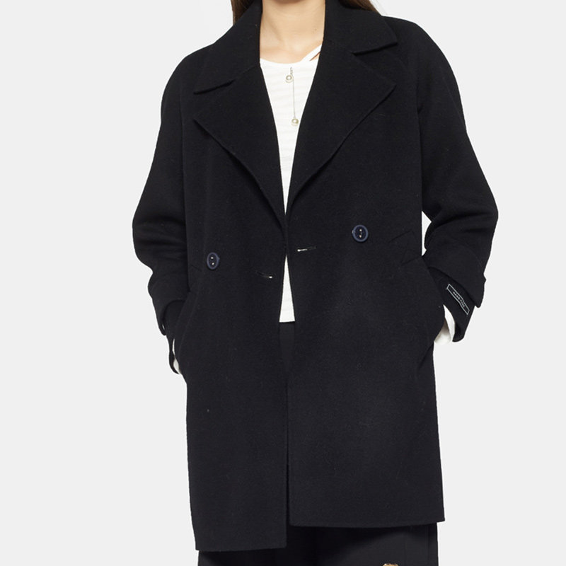 【断码l】艾格冬季女装休闲纯色大衣 艾格银座毛呢外套