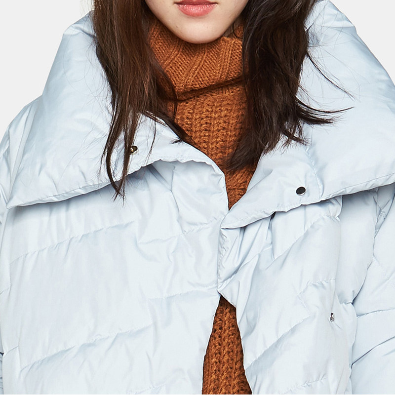 艾格冬季女装韩版简约纯色白鸭绒 艾格银座羽绒服