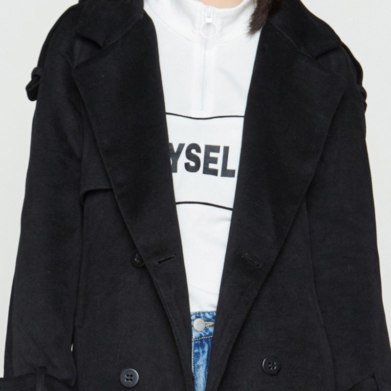 【断码m】艾格春秋季女装纯色风衣 艾格银座风衣