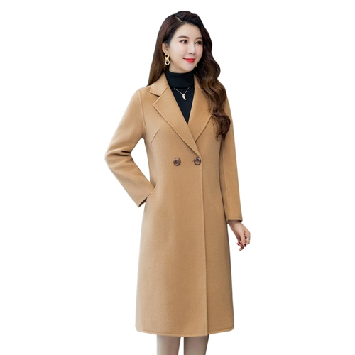 Двусторонное кашемировое демисезонное шерстяное пальто, куртка, пуховик для матери, в корейском стиле, средней длины