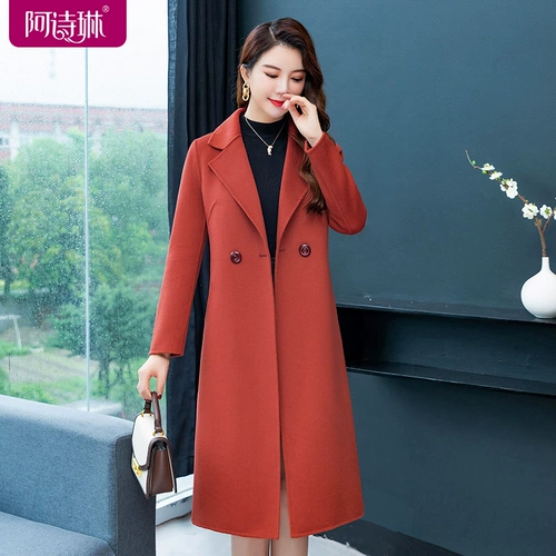 Двусторонное кашемировое демисезонное шерстяное пальто, куртка, пуховик для матери, в корейском стиле, средней длины