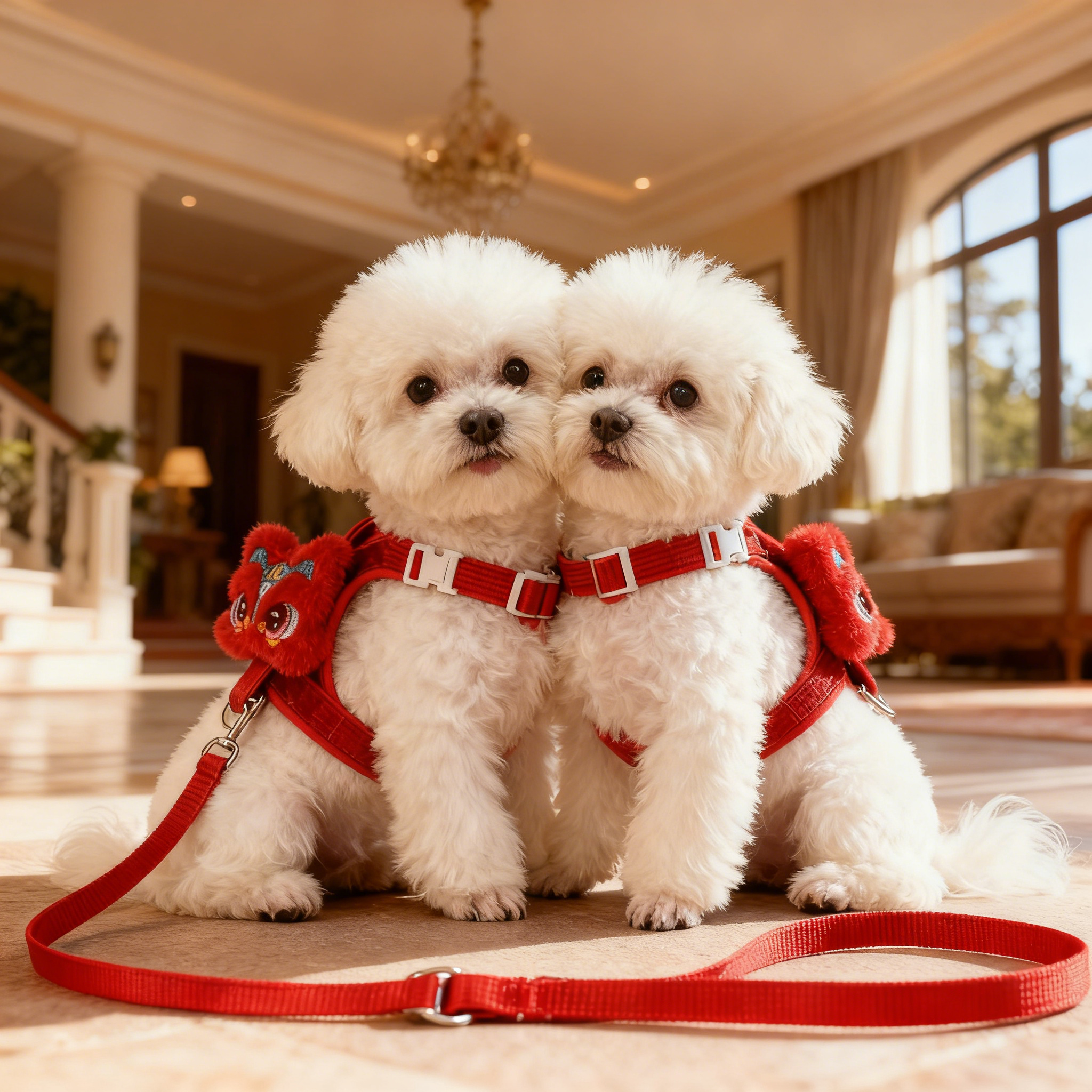 比熊新年专用防挣脱工字型牵引绳幼犬背心式遛狗绳可调节外出用品,淘宝优惠券,粉丝福利购,淘宝优惠卷