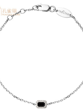 红绳女士长方形黑色玛瑙镶钻手链
