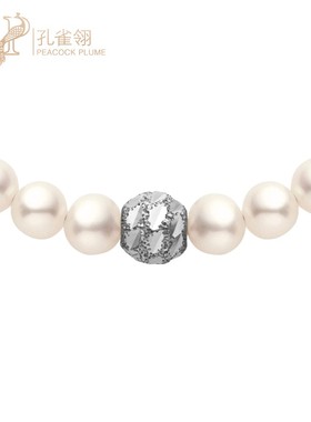 RedLine/红绳女士锤纹金球珍珠手链18K金扣可调节百搭新款