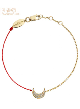 红绳女士克拉月牙圆形钻石手链