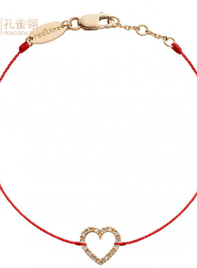 红绳女士心形克拉钻石宴会手链