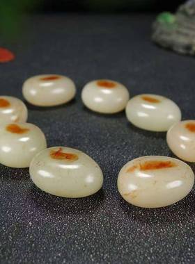 羊脂级白玉黄沁皮原石籽料手链