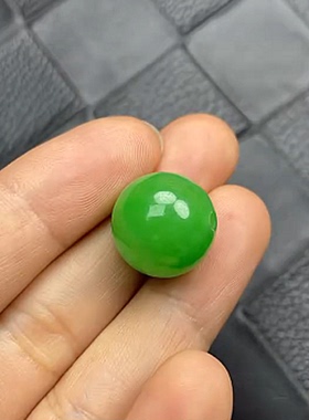 高档缅甸翡翠处理圆珠子配饰冰底阳绿散珠单珠帝王绿项链手链配珠
