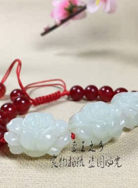 花朵情侣礼物新疆和田玉送证书