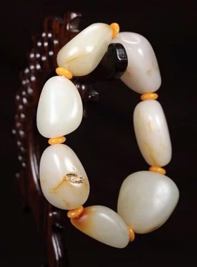 羊脂级真皮原石籽料手链男女款